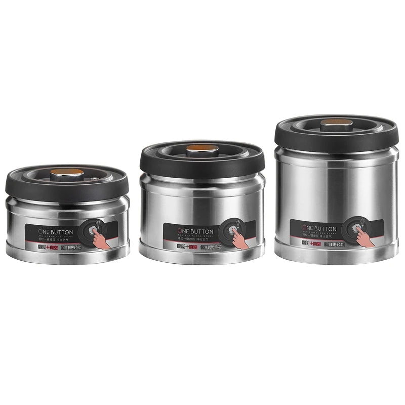 Moisture Proof Herbal Stainless Steel Storage Containers With Vacuum Seal | Various Sizes