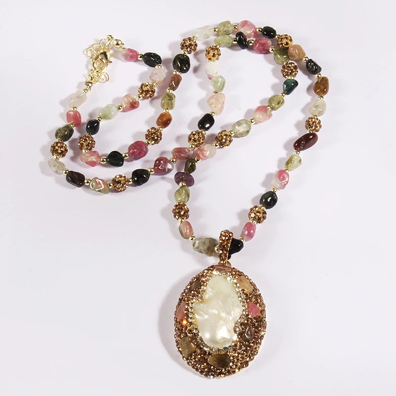 Multicolour Baroque Pearl / Amethyst Dorp Necklace