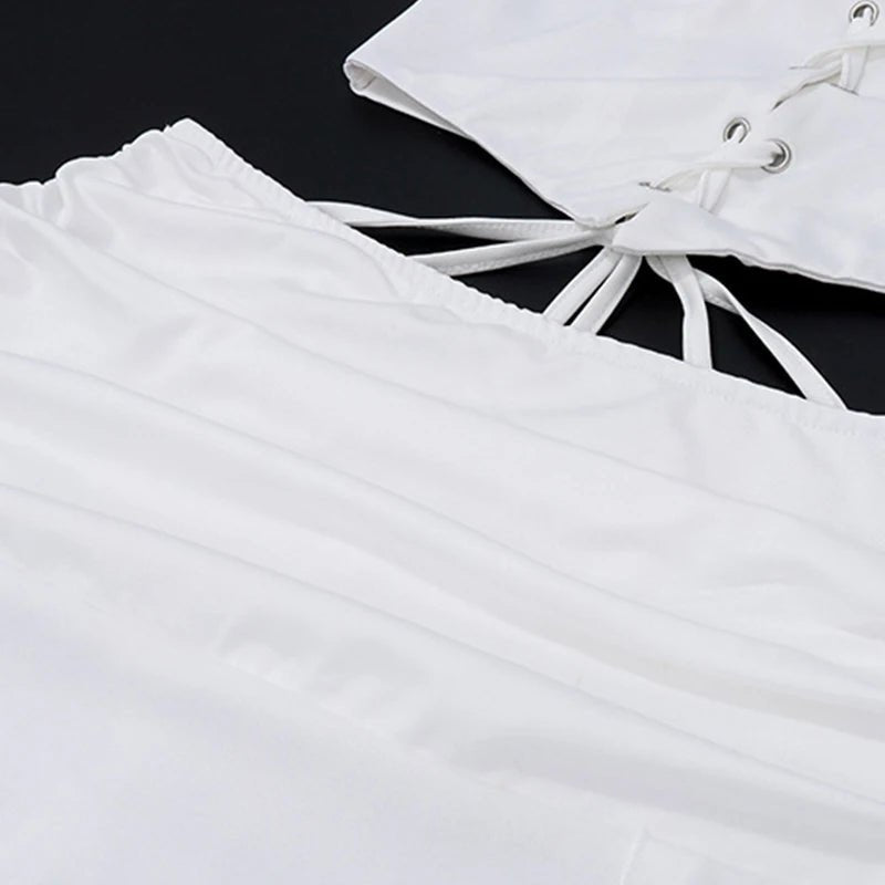 Bohemian Ruched Long Skirt | Women's Solid Colour Side Split Y2K Hippie Skirt | Summer Party Streetwear | S - XLdre