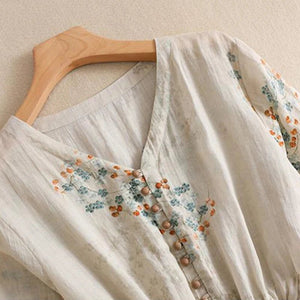 Bohemian Hippie Women's Long Beach Dress | Vintage Floral Print | Elastic Waist | V - Neck Casual Summer Robe | S - 2XL