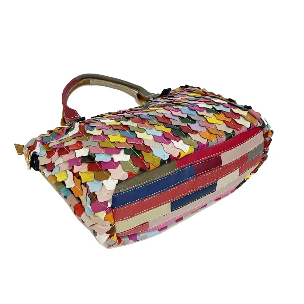 Multicolour Hippie Patchwork Leather Hand Bag