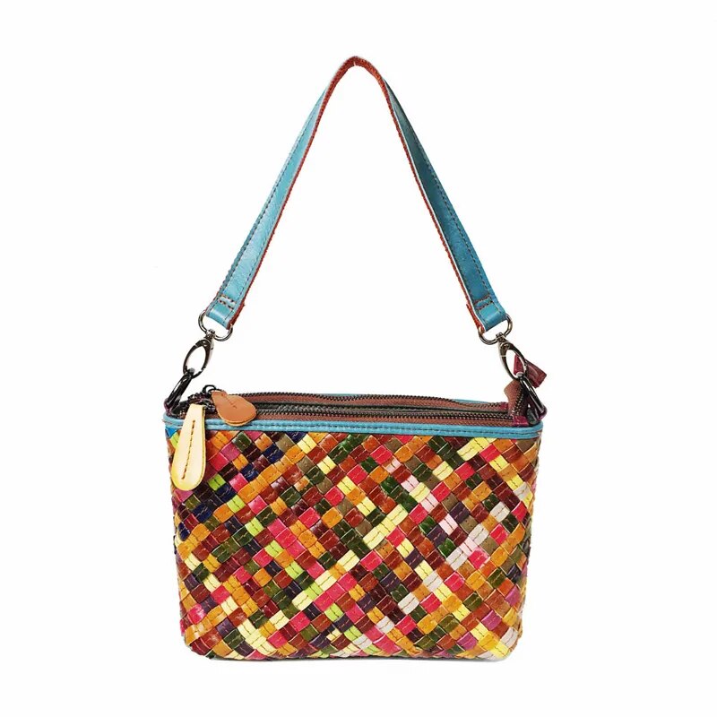 Women's Striped Leather Patchwork Hand Bag / Crossbody Bag