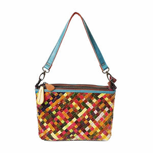 Women's Striped Leather Patchwork Hand Bag / Crossbody Bag