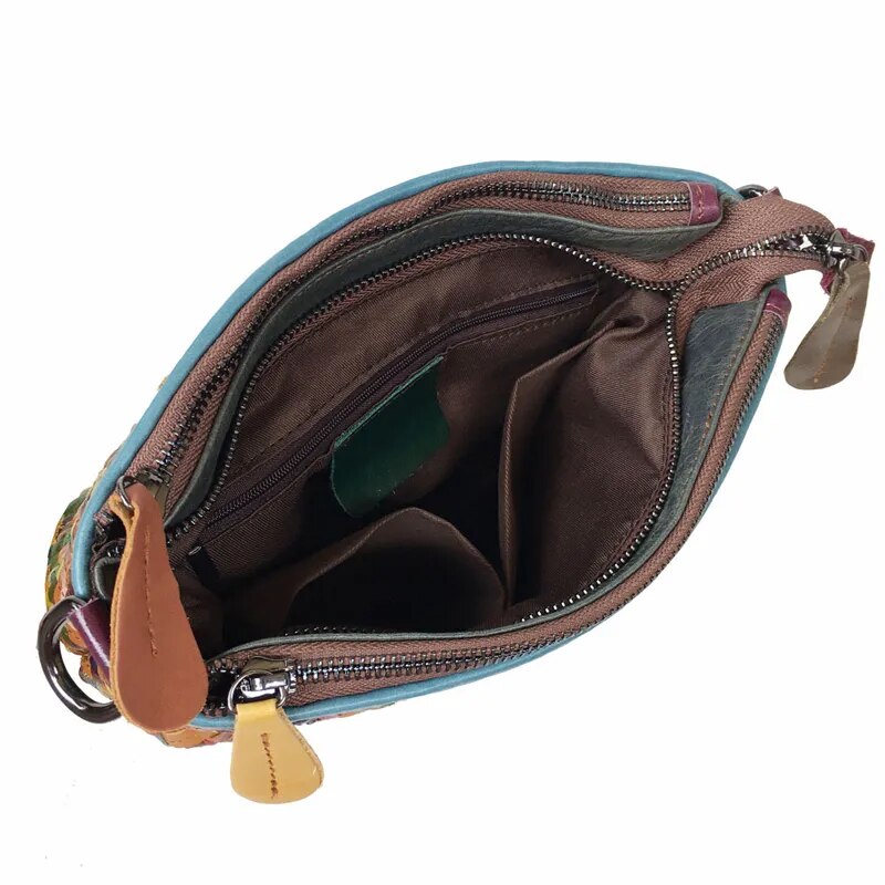 Women's Striped Leather Patchwork Hand Bag / Crossbody Bag