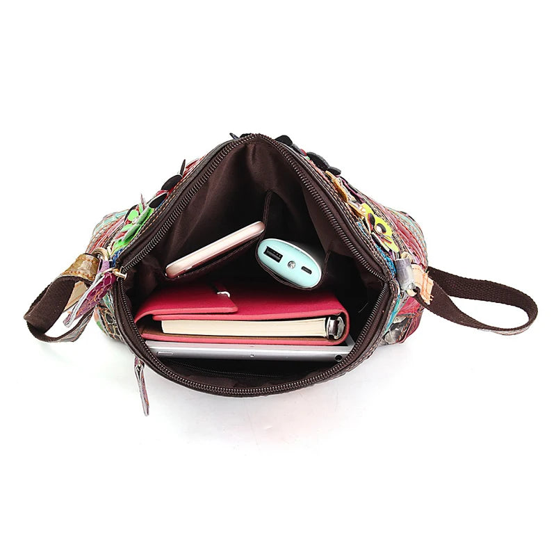 Cute Hippie Patchwork Cross Body Bag | Genuine Leather