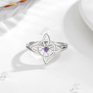 Elegant Witch Knot Finger Ring With Zircon Center Stone | 925 Silver