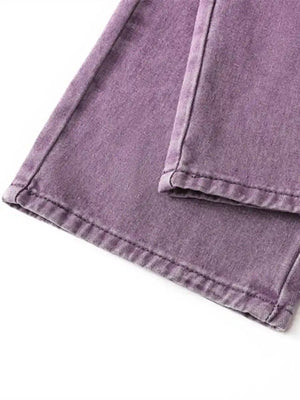 Vintage Purple Denim Overalls | Women’s High Waist Loose Fit Straight Leg Jumpsuit | XS–XL