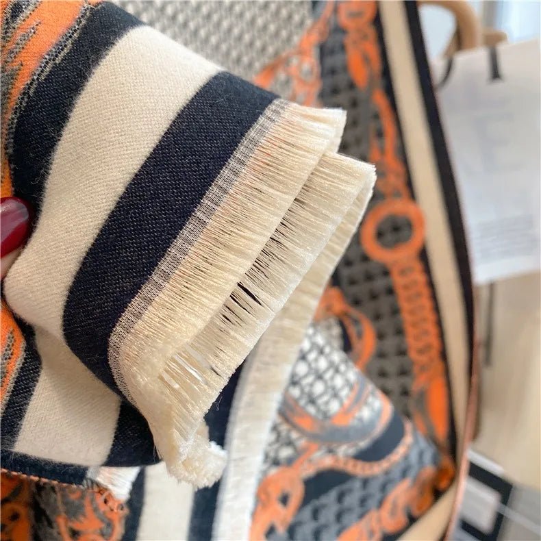 Bohemian Hippie Double - Sided Jacquard Shawl | Imitation Cashmere Scarf | 180x65cm | Lightweight Warm Wrapsc