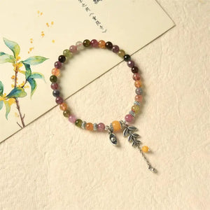 Women's 925 Sterling Silver Single Loop Bracelet With Wheat Charms