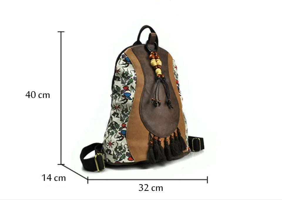 Unique Hippie Styled Bag | Hand Made | Wooden Beaded Tassels