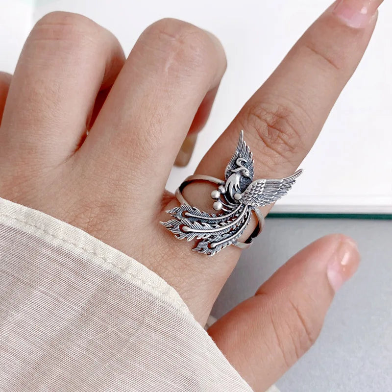 Bohemian Phoenix Silver Finger Ring | Certified 925 Sterling Silver