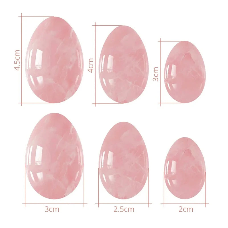 Natural Rose Quartz Yoni Egg Set | Kegel Exerciser + Muscle Tightening