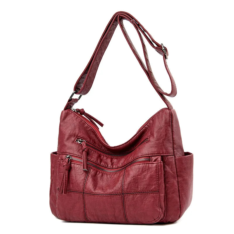 Plain Soft Leather Handbag With Zipper Closures | Various Colour Options