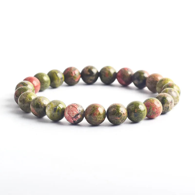 Genuine Natural Stone Bracelet Man Natural Flower Green Gemstone Beads Jewelry for Women Bohemia Style Elastic Bangle Wholesale