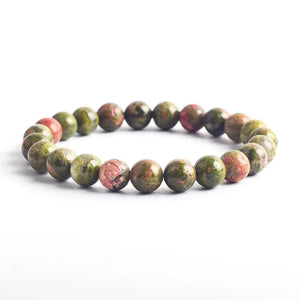 Genuine Natural Stone Bracelet Man Natural Flower Green Gemstone Beads Jewelry for Women Bohemia Style Elastic Bangle Wholesale