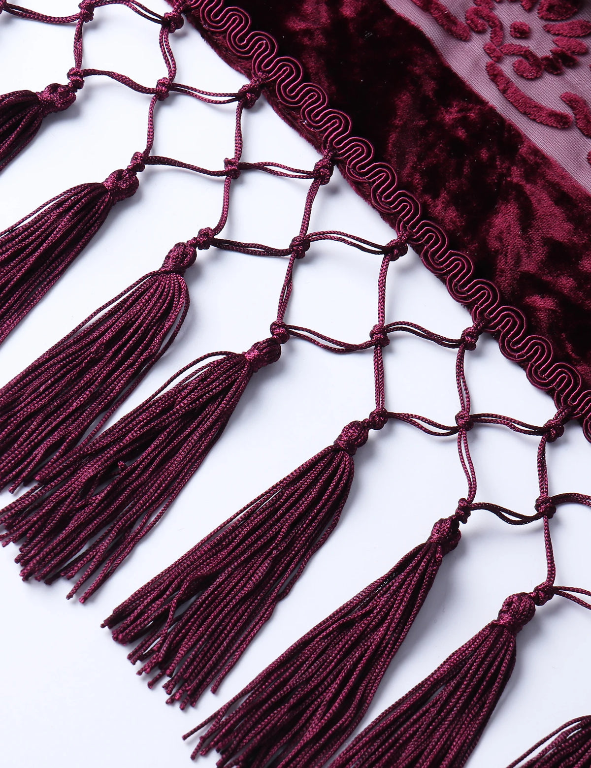 Bohemian Burnt Plush Velvet Kimono | Women's Long Floral Beach Cover - Up with Tassels | One Size | Various Colourstop