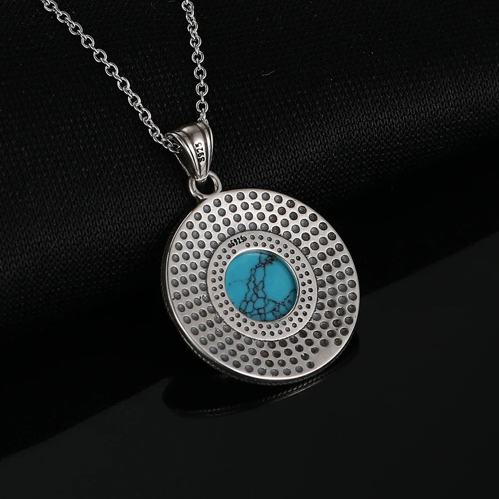 Turquoise Boho Goddess Pendant Necklace | 925 Silver