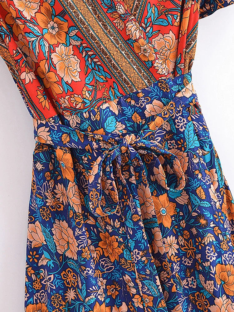 Vintage Hippie Styled V-Neck Boho Dress | Sizes S-XL