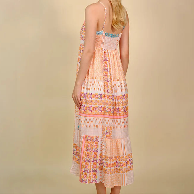 Bohemian Hippie Maxi Dress | Floral Viscose Spaghetti Strap A-Line Beach Dress | Square Neck | S–XL
