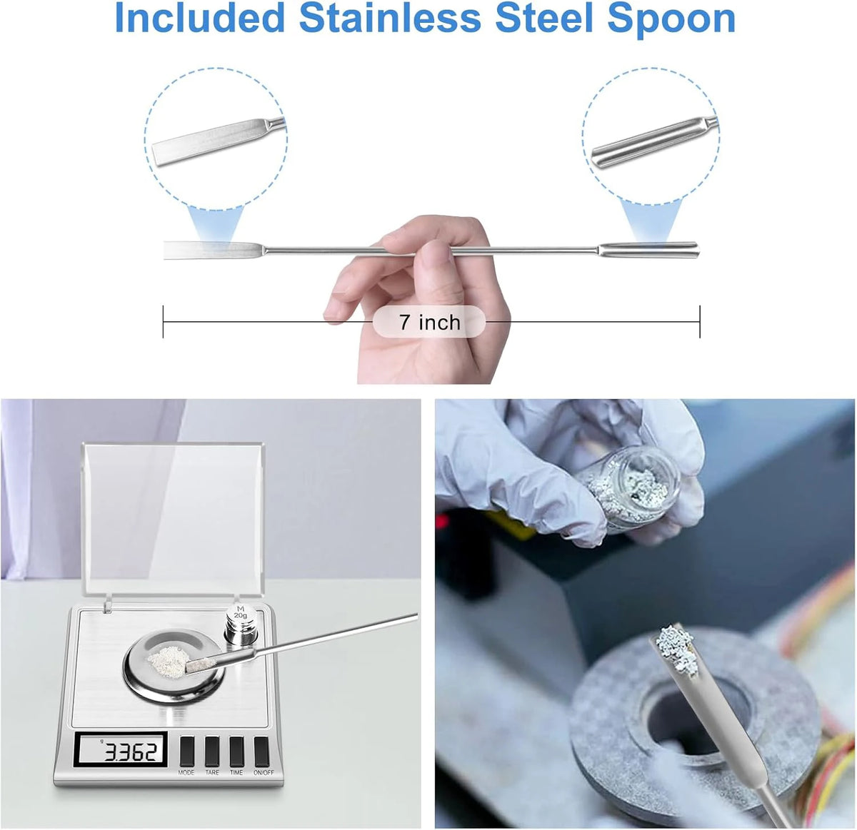 High Precision Digital Milligram Scale | 50g x 0.001g | Calibration Weights, Scoop & Tweezers Included