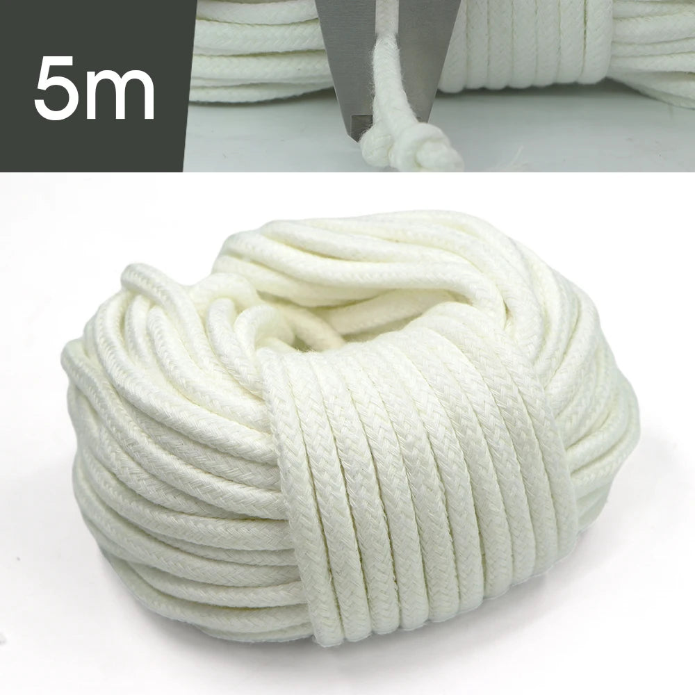Self-Watering Wick Cord | 5m DIY Plant Irrigation Rope for Holiday Watering | 4mm / 5mm / 6mm – Acrylic Cotton