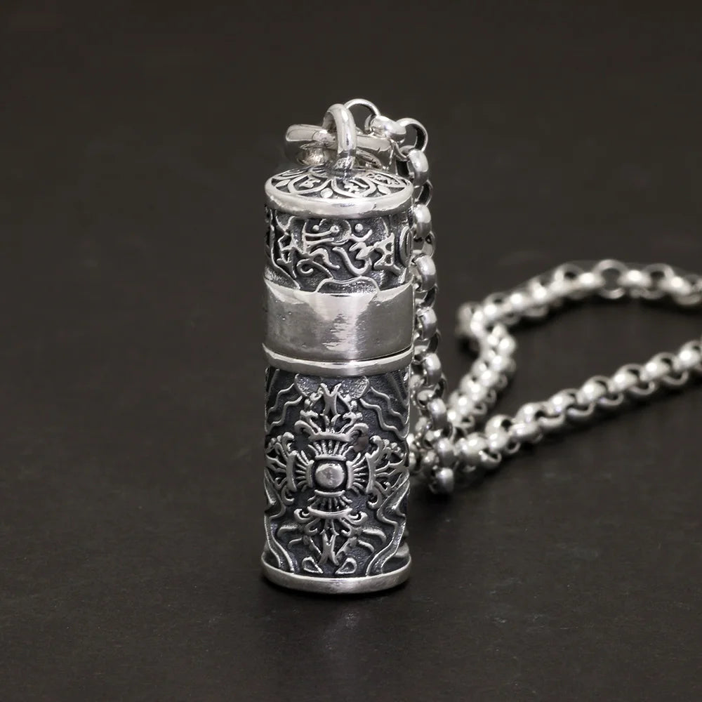 Buddhist Styled 999 Silver Urn Ashes Necklace