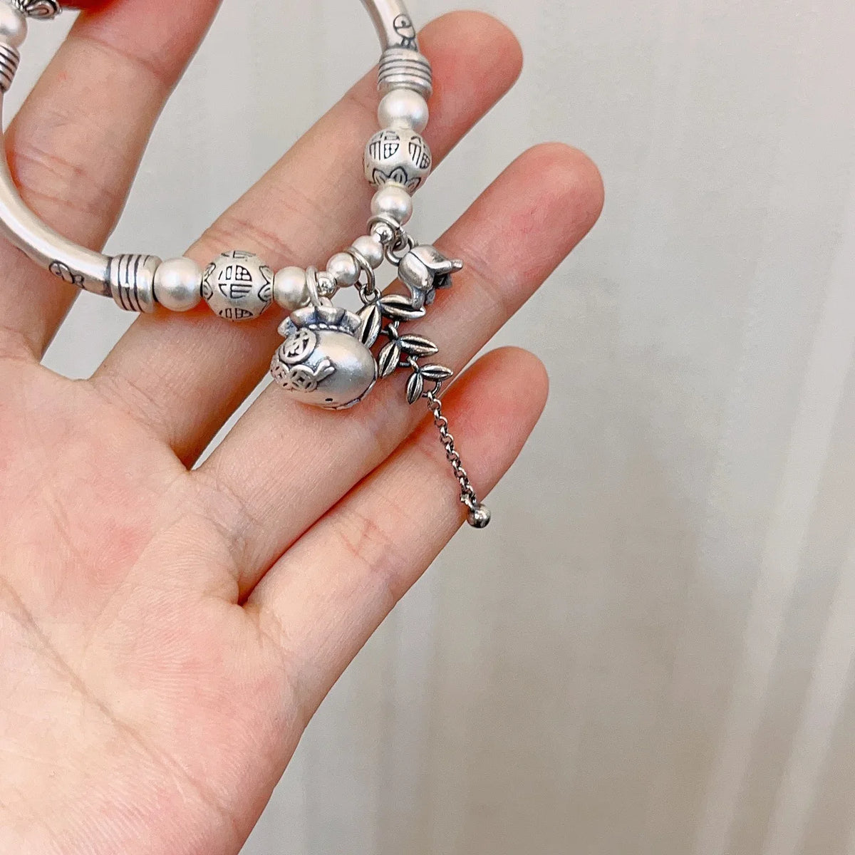 Silver Bracelet With Strawberry Quartz | Real 999 Silver