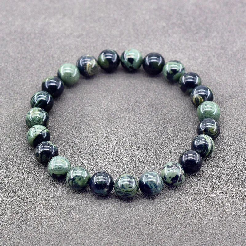 Genuine Natural Stone Bracelet Man Natural Flower Green Gemstone Beads Jewelry for Women Bohemia Style Elastic Bangle Wholesale