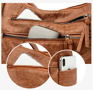 Plain Soft Leather Handbag With Zipper Closures | Various Colour Options