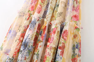 Bohemian Hippie Maxi Dress | Floral Chiffon Lace-Up Spaghetti Strap | Sleeveless A-Line Holiday Dress | S–L