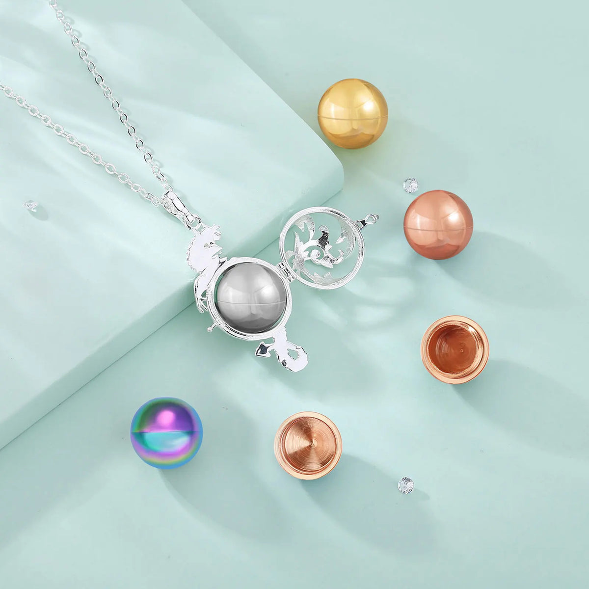 Urn Cremation Pendant Necklace With Dragon Design | Various Colours