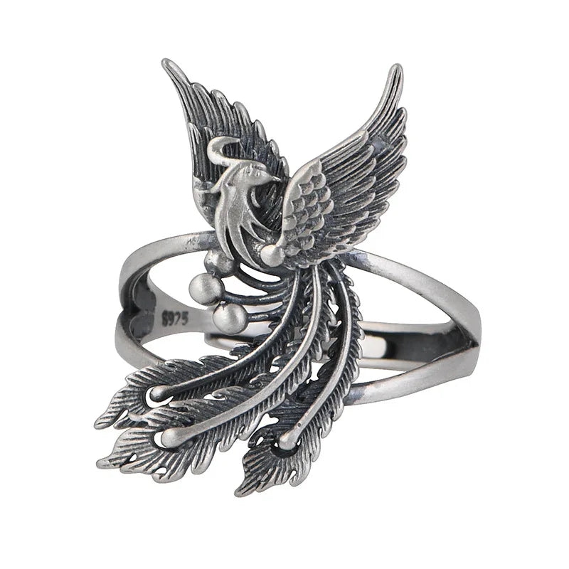 Bohemian Phoenix Silver Finger Ring | Certified 925 Sterling Silver