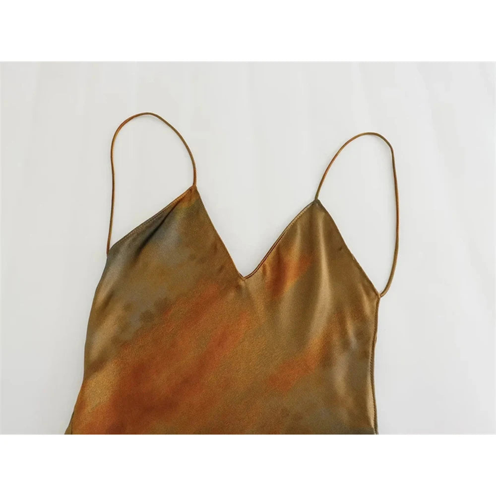 Brown Earthy Spaghetti Strapped Backless High Waisted Summer Dress | Sizes XS-L