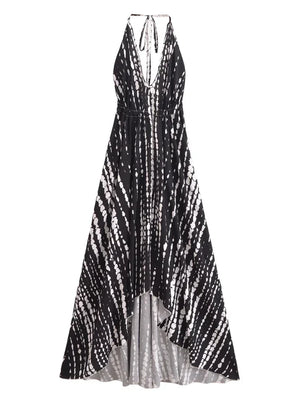 Bohemian Backless High-Low Maxi Dress | Floral Strapless Rayon Summer Holiday Dress with Tassels | Black, Sage, Orange, Aqua | S–L