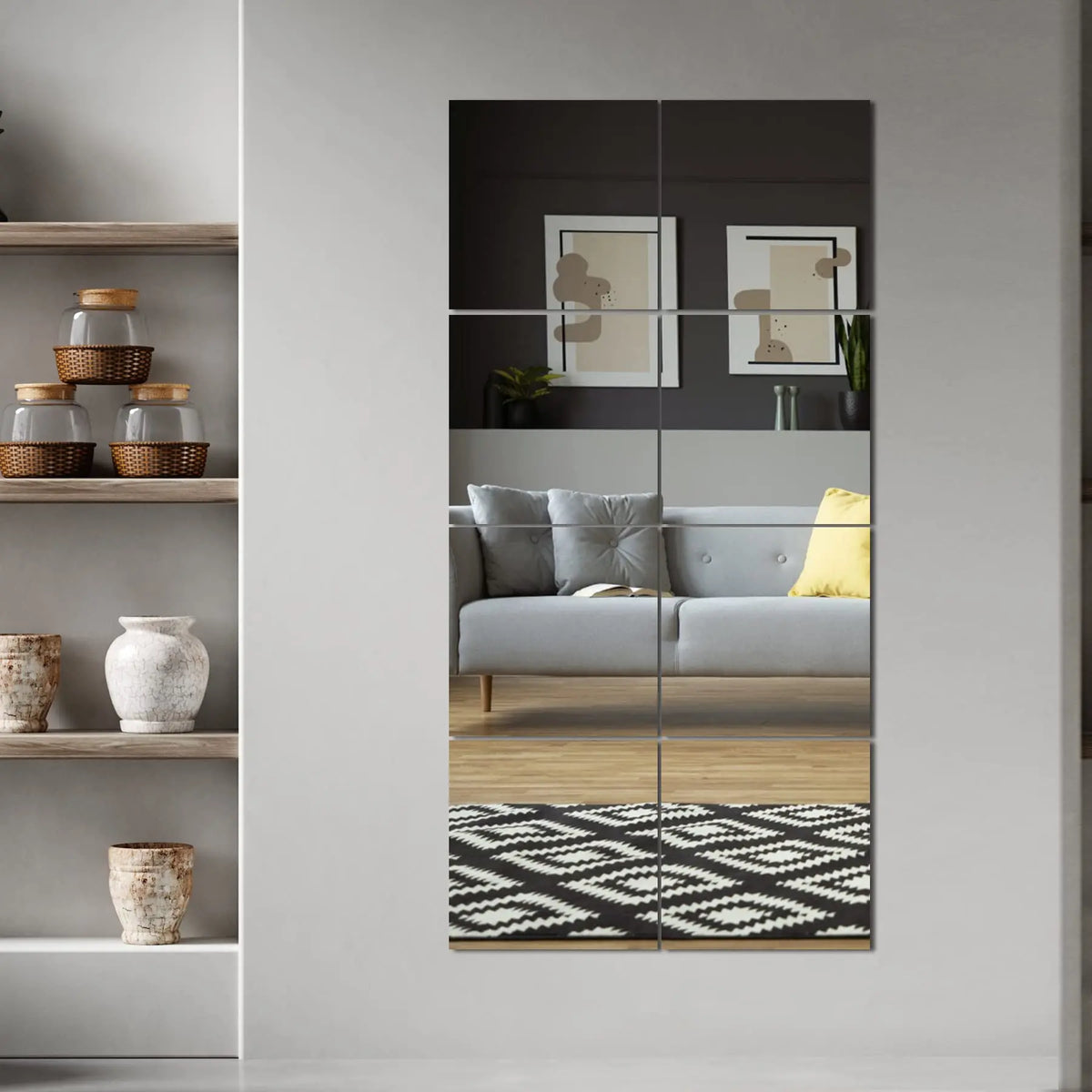 Full Length Mirror Tiles | Unbreakable Mirror + Stick On | 4PCS Set