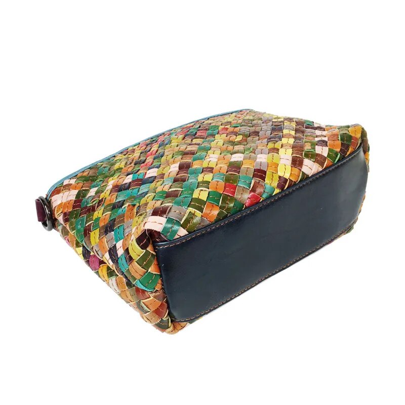 Women's Striped Leather Patchwork Hand Bag / Crossbody Bag