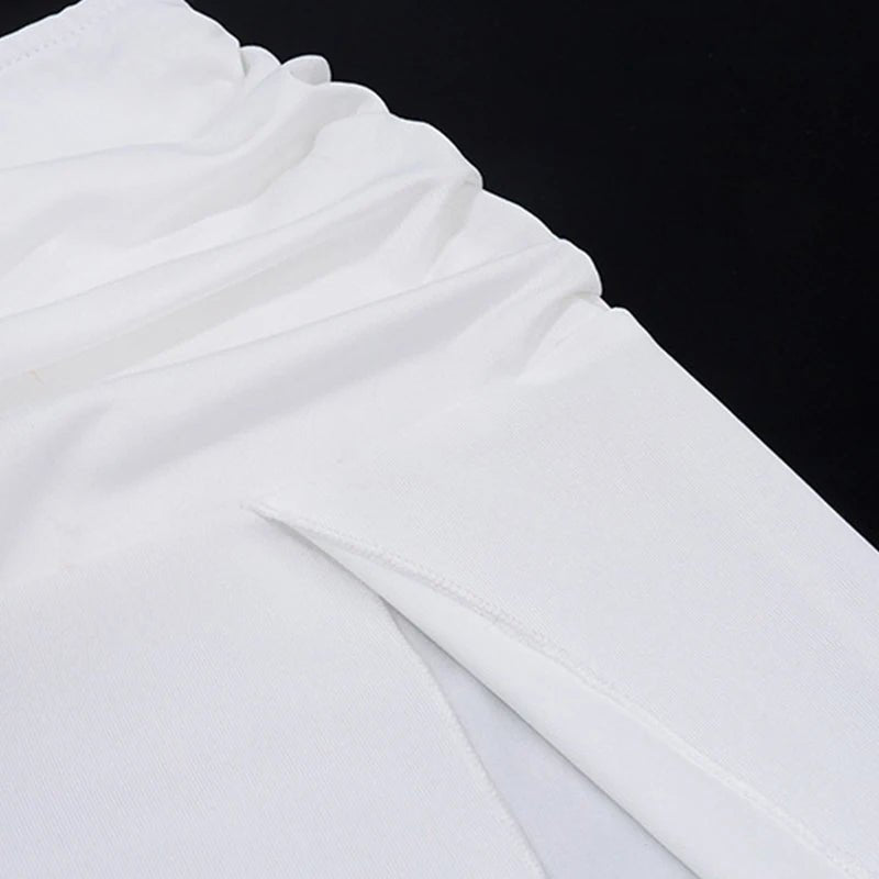 Bohemian Ruched Long Skirt | Women's Solid Colour Side Split Y2K Hippie Skirt | Summer Party Streetwear | S - XLdre