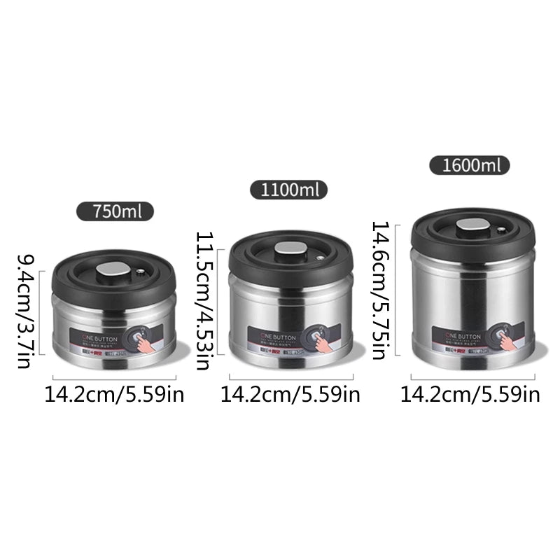 Moisture Proof Herbal Stainless Steel Storage Containers With Vacuum Seal | Various Sizes