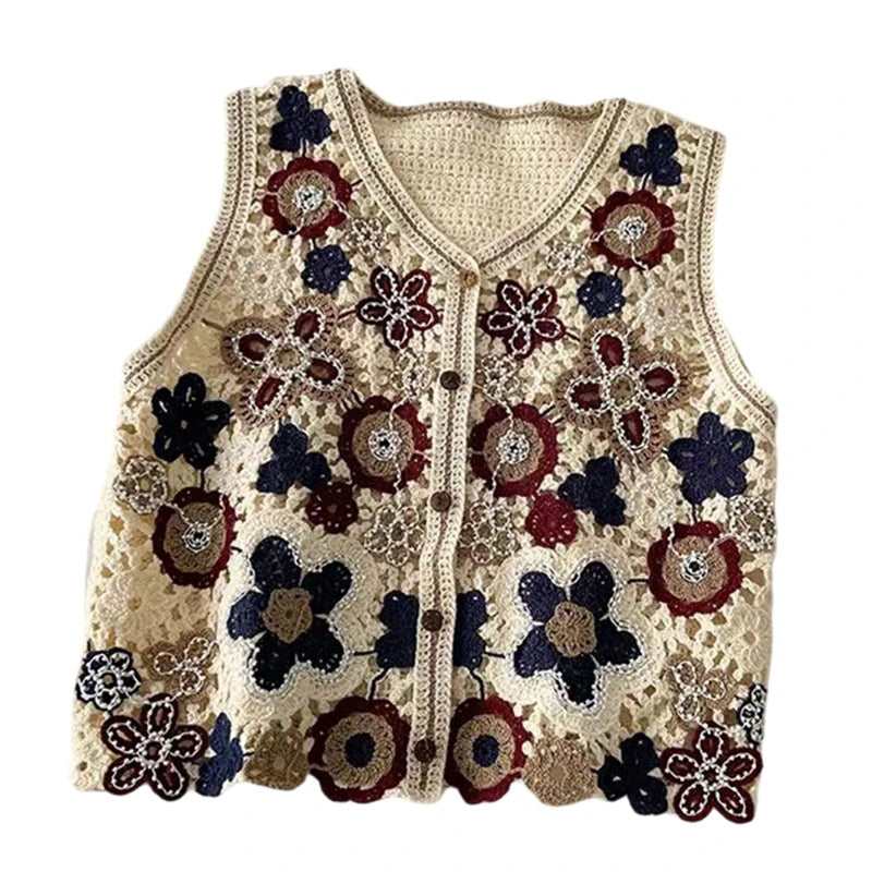 Women's Bohemian Hollow Crochet Knit Vest | Free Size