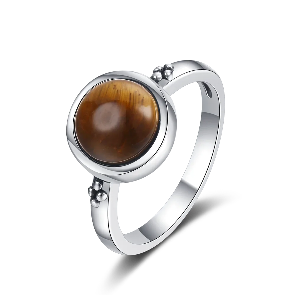 925 Silver 8mm Natural Tigereye Ring | Sizes 6-10