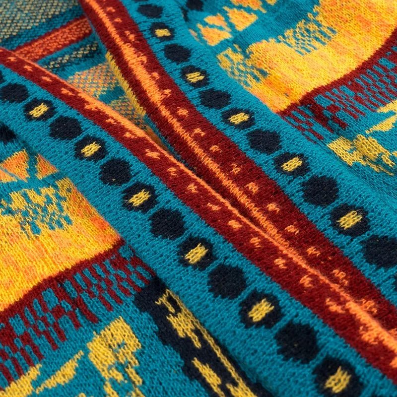 Bohemian Tassel Knit Kimono Cardigan | Indie Folk Hippie Style | Open Front Mid - Length Shawl