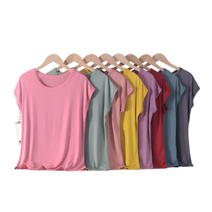Plus Size Boho Casual Modal Tee | Lightweight O-Neck Solid Colour Summer T-Shirt (XL to 8XL)