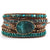 Bohemian Bracelet With Green Stone | Wide Handmade 5 Strand Bracelet