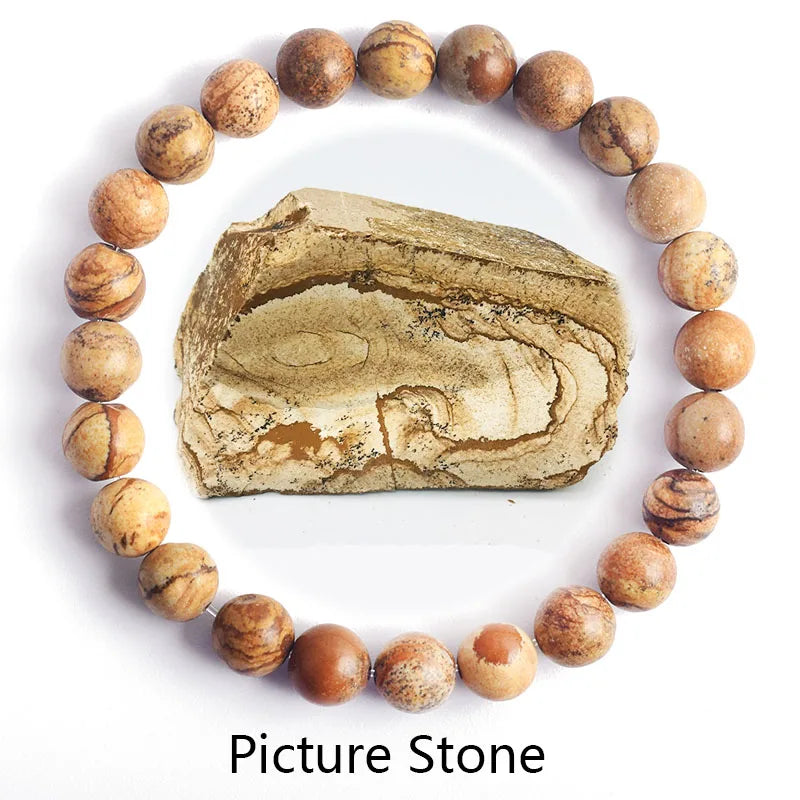 Genuine Natural Stone Bracelet Man Natural Flower Green Gemstone Beads Jewelry for Women Bohemia Style Elastic Bangle Wholesale