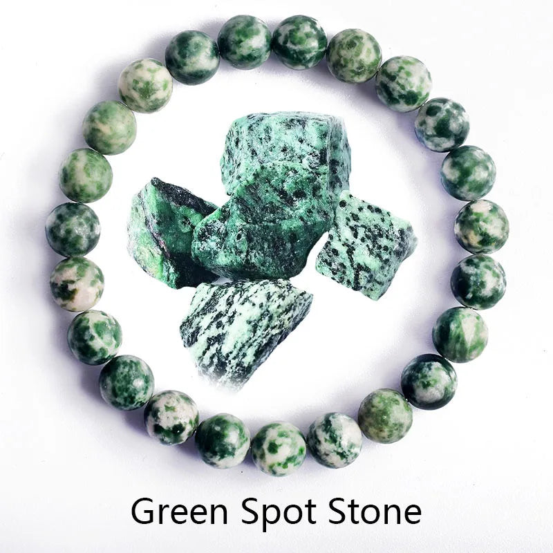 Genuine Natural Stone Bracelet Man Natural Flower Green Gemstone Beads Jewelry for Women Bohemia Style Elastic Bangle Wholesale