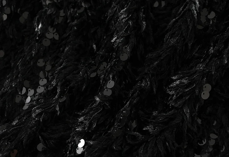 Fluffy Hippie Long Skirt With Sequin | Black Or White | Sizes M-L