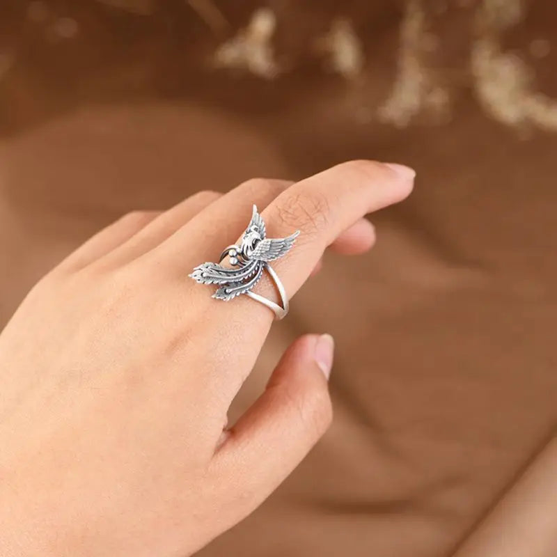 Bohemian Phoenix Silver Finger Ring | Certified 925 Sterling Silver