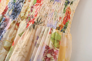 Bohemian Hippie Maxi Dress | Floral Chiffon Lace-Up Spaghetti Strap | Sleeveless A-Line Holiday Dress | S–L