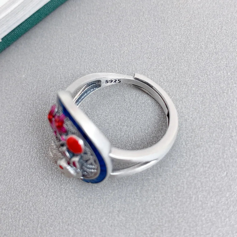 Handmade Hippie Styled Rabbit Flower Ring | 925 Silver