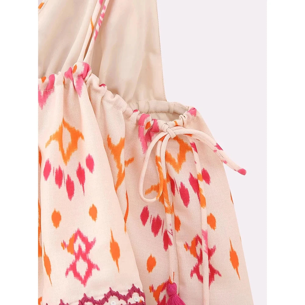 Women's Pink Bohemian Sleeveless Spaghetti Strap Vneck Top | XS - L